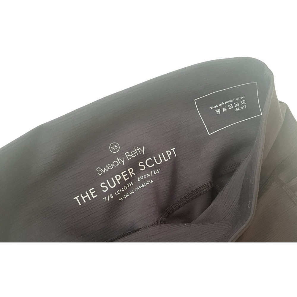 Sweaty Betty Size XS The Super Sculpt 7/8 Length 60cm/24" Gray Black Stripe - Picture 3 of 8